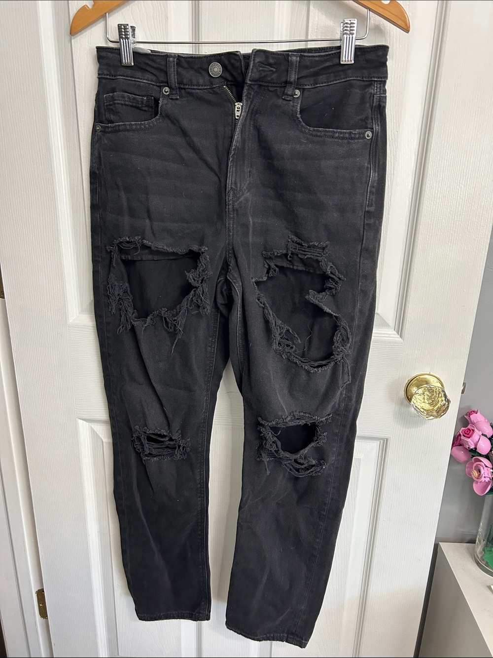 American Eagle Outfitters Black Ripped Skinny Jeans